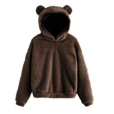 Teddy Bear Ear Women's Hoodie Cute Lightweight Warm Long Sleeve Fleece Kawaii Harajuku Cosplay Girl Furry from NSE Imports #1.